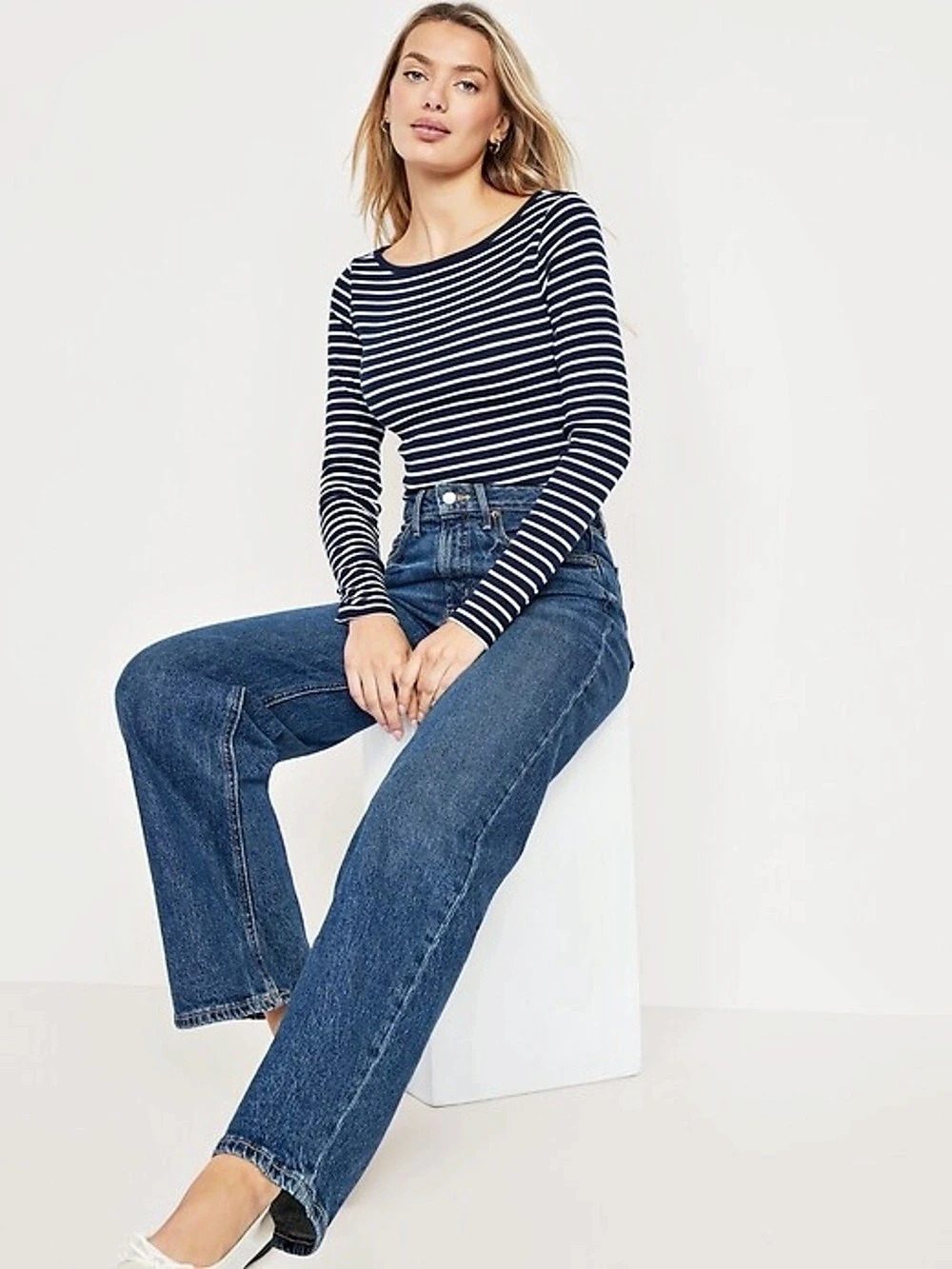 Old Navy Striped Long Sleeve Top in Blue & White NWT